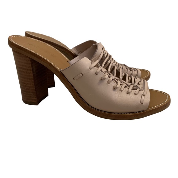 J. Crew Marlow Huarache Mule Heel Sandals Leather Light Blush Pink NEW - Picture 2 of 9